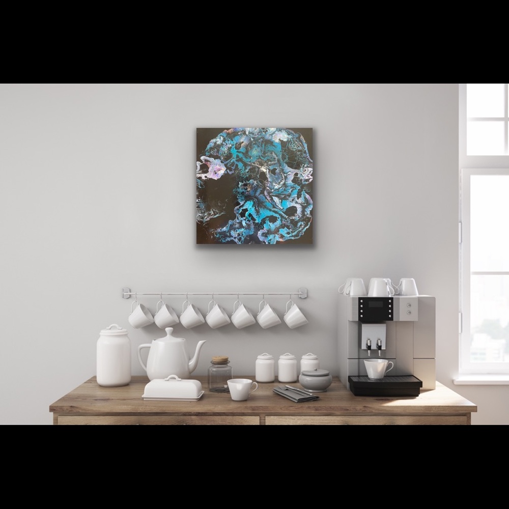 Painting - Fluid Art Original On 10x10 Canvas - Rainbow